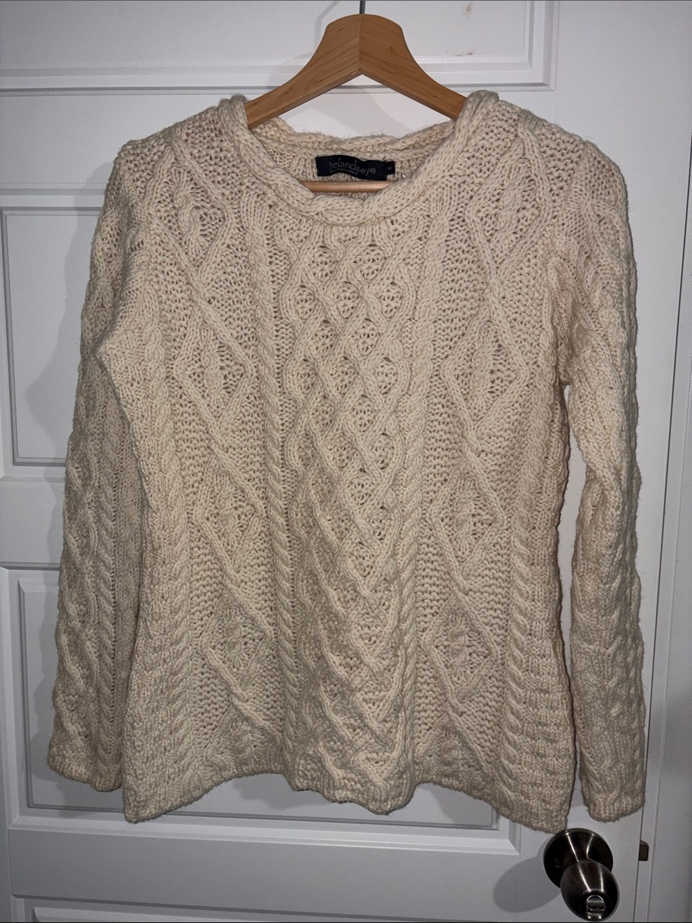 Classic Cream Cable-Knit Crewneck Sweater